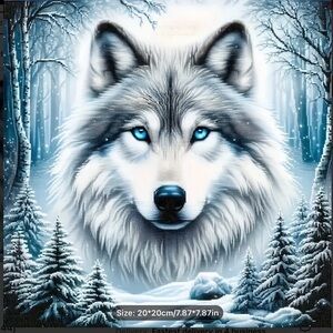 NWT WINTER WHITE WOLF DIAMOND ART KIT SIZE 7.8” x 7.8”.  GREAT GIFT